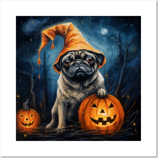 Cream Pug Halloween Wall Art by NatashaCuteShop